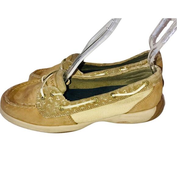 Sperry Topsiders Womens Tan Suede Gold Accents Size 8M - Picture 3 of 4